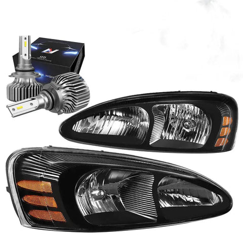 2004-2008 Grand Prix Gt Gt2 Replacement Headlight W/Led Kit Slim Style Black DNA MOTORING