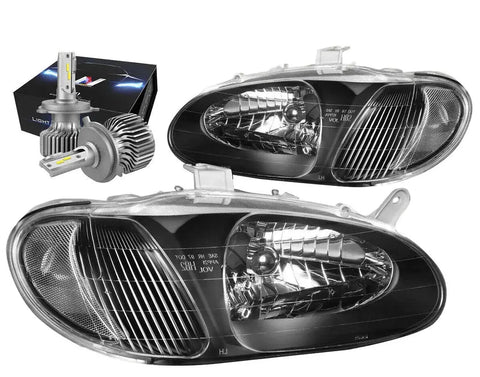 1998-2001 Sephia Oe Style Headlight Head Lamps W/Led Kit Slim Style Black DNA MOTORING