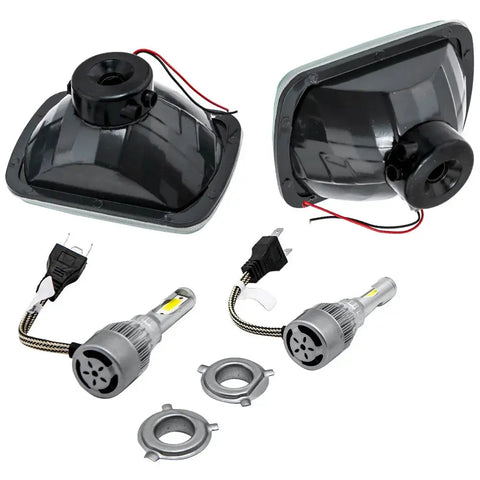 7X6 inch LED Headlight Conversion Kit High/Low Beam H6054 LeftRight Chrome MaxpeedingRods