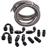 20FT AN6 6AN Stainless Steel Teflon/PTFE Fuel Line Black Fitting E85 Ethanol MAXPEEDINGRODS