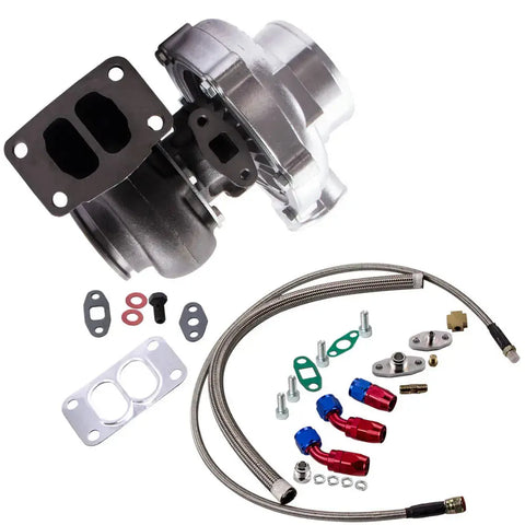 Universal T70 Turbo Turbocharger T3 .82 A/R + Oil Drain Return FEED Line Kit TCD MAXPEEDINGRODS