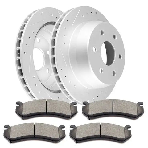 Rear Brake Discs Rotors and Ceramic Pads For Cadillac CST-V 2009-2015 Drilled ECCPP