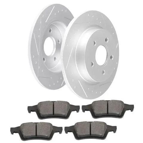 Rear Discs Brake Rotors and Ceramic Pads For Volvo C30 2007 2008 -2012 Slot ECCPP