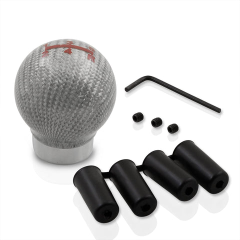 Universal 5 Speed M8 M10 M12 Ball Shift Knob Silver Carbon Fiber