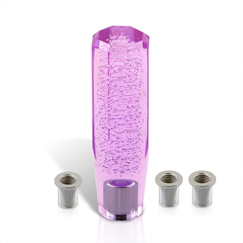 AJP Distributors 5.9" 150mm Crystal Octagon Bubble Purple Shift Knob Quick Short Throw M12 X 1.25" Thread Pitch w/ M8 M10 Adapters Compatible/Replacement For Universal Car Manual Transmission Gear Box