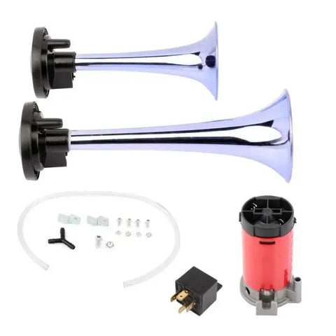 Super Loud Car Truck Boat Dual Trumpet Train Air Horn Compressor Kit 12V 150DB ECCPP