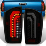 Toyota Tacoma 2016-2023 Sequential LED Bar Tail Lights Black Housing Smoke Len White Tube (Version 2)