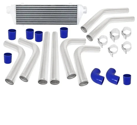 Universal Front Mount Intercooler 2.5" Turbo Polish Aluminum Pipes Piping Kit AJP DIST