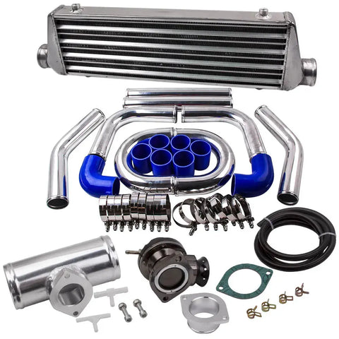 Universal Intercooler + Piping Kit + Silicon Hose + T-Clamp + BOV and Flange Pipe MaxpeedingRods