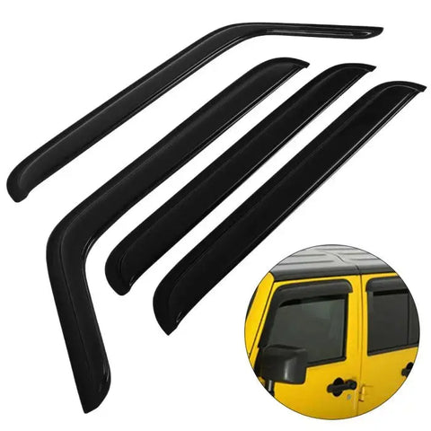 Window Visor Vent Rain Shades Guards Deflectors For 2007-2018 Jeep Wrangler ECCPP