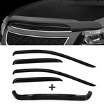 Window Visor & Bug Hood Protector For 2010-2018 Ram 2500 3500 Extended Cab ECCPP