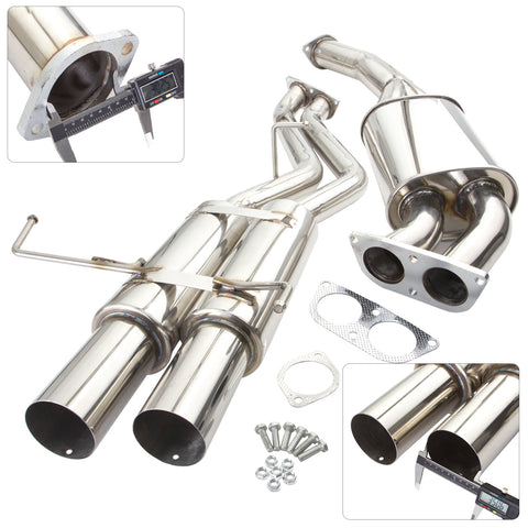 Nissan 240SX S14 1995-1998 Dual Tip Stainless Steel Catback Exhaust System (Piping: 3.0" / 76mm | Tip: 3.5")