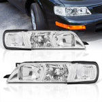 Nissan Maxima 1995-1999 1 Piece Style Headlights + Corners Chrome Housing Clear Len Clear Reflector