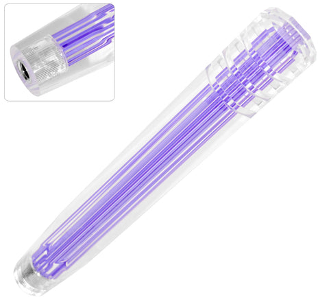 Universal M8 M10 M12 300MM Crystal Shift Knob Clear with Neon Purple Stripes