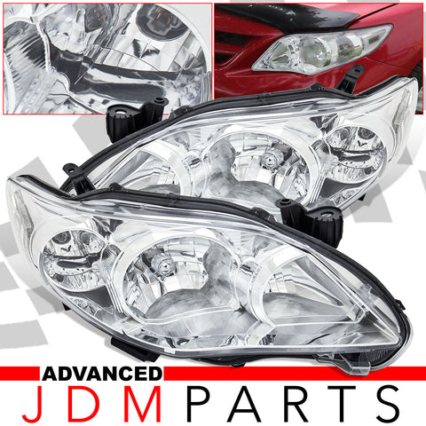 Toyota Corolla 2011-2013 Factory Style Headlights Chrome Housing Clear Len Clear Reflector