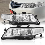 Acura TSX 2004-2008 Factory Style Headlights Chrome Housing Clear Len Clear Reflector