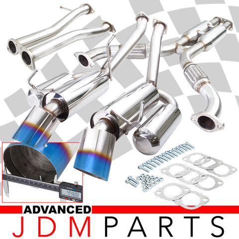 Infiniti G35 Coupe 2003-2007 / Nissan 350Z 2003-2009 Hi-Power Style Dual Tip Stainless Steel Catback Exhaust System Burnt Tip (Piping: 2.25" / 58mm | Tip: 4.5")