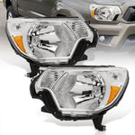 Toyota Tacoma 2012-2015 Factory Style Headlights Chrome Housing Clear Len Amber Reflector