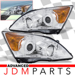 Honda CRV 2007-2011 Factory Style Projector Headlights Chrome Housing Clear Len Amber Reflector