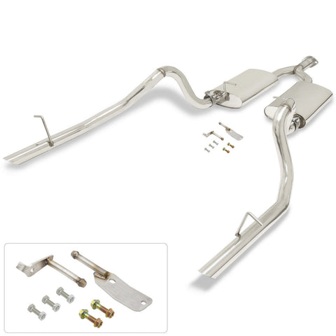 Ford Mustang 3.8L V6 1999-2004 Dual Tip Stainless Steel Catback Exhaust System (Piping: 2.75" / 70mm | Tip: 2.2")