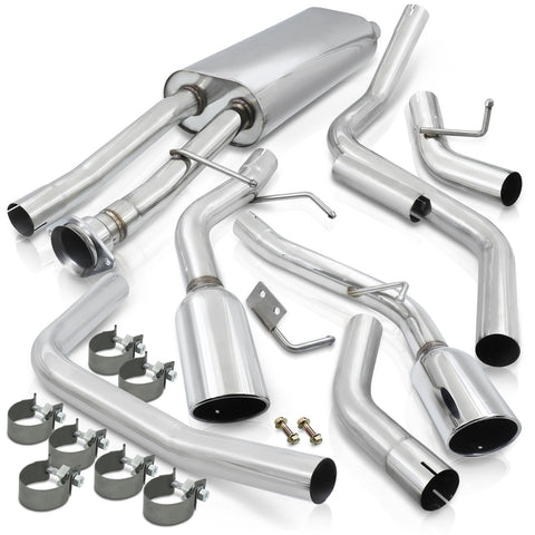 Cadillac Escalade 6.0L V8 2002-2006 Dual Tip Stainless Steel Catback Exhaust System (Excluding ESV & EXT Models) (Piping: 2.5" / 65mm | Tip: 4.5")