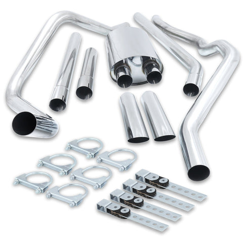 Ford F150 4.6L 5.4L V8 2004-2008 Dual Tip Stainless Steel Catback Exhaust System (Does Not Fit 8 Foot Bed Models) (Piping: 2.5" / 65mm | Tip: 3.5")