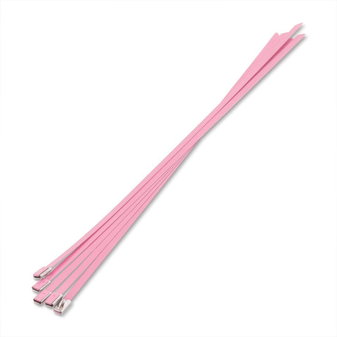 (5 Pack) 12" Zip Ties Stainless Steel Pink