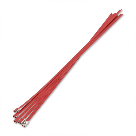 (5 Pack) 12" Zip Ties Stainless Steel Red