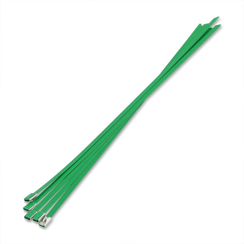 (5 Pack) 12" Zip Ties Stainless Steel Green