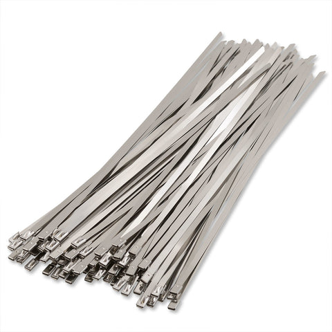 (100 Pack) 12" Zip Ties Stainless Steel Chrome