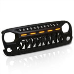 Jeep Wrangler JK 2007-2018 Front Grille Black with Amber LED DRL Running Lights