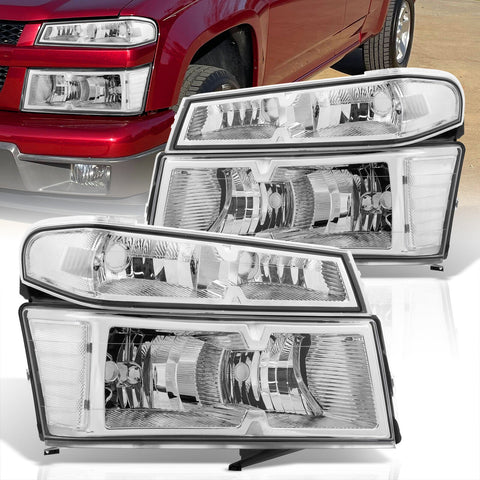 Chevrolet Colorado 2004-2012 Factory Style Headlights + Bumpers Chrome Housing Clear Len Clear Reflector