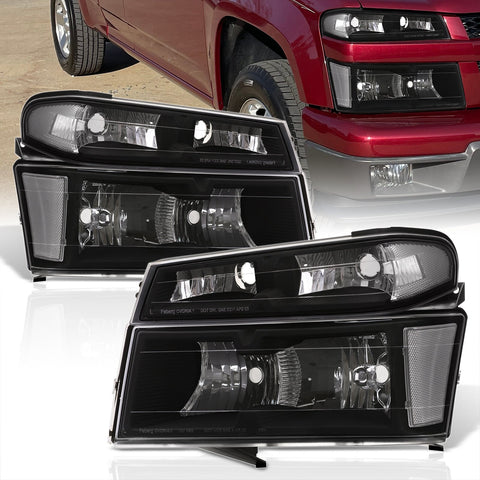 Chevrolet Colorado 2004-2012 Factory Style Headlights + Bumpers Black Housing Clear Len Clear Reflector