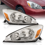 Toyota Sienna 2004-2005 Factory Style Headlights Chrome Housing Clear Len Amber Reflector (Halogen Models Only)