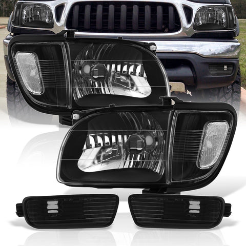 Toyota Tacoma 2001-2004 Factory Style Headlights + Bumpers + Corners Black Housing Clear Len Clear Reflector