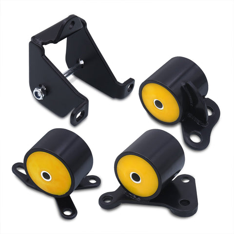 Honda Civic 1996-2000 D to B Series Conversion Engine Motor Mount Black with Yellow Polyurethane Bushings