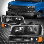 03-23 Chevy Express Gmc Savana Black Headlights Bumper Signal Lamp Assembly Speed Daddy