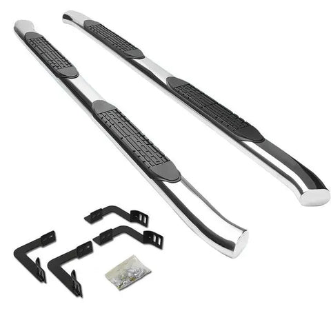 05-20 Nissan Frontier Crew Stainless 4"Chrome Curved Oval Step Nerf Bar Kit DNA MOTORING