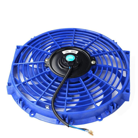 12" Blue Electric Radiator/Engine Cooling Push Pull Fan+Mounting Zip Tie Kit BLACKHORSERACING