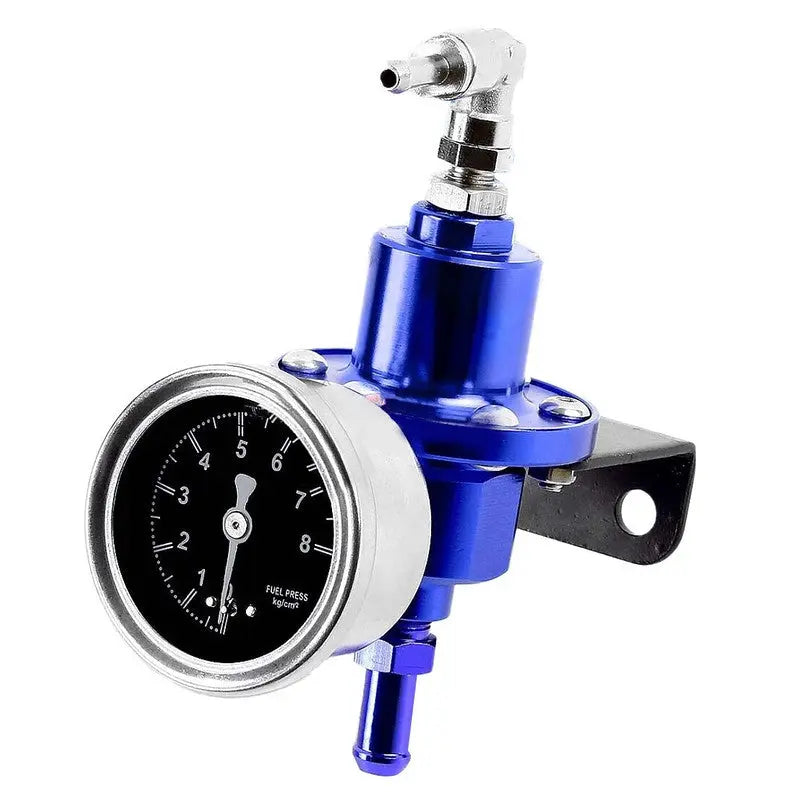 160 Psi Adjustable Blue Fuel Pressure Regulatoroil Gaugeend Fitting