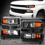 19-22 Chevy Silverado 1500 Oe Style Black Housing Amber Corner Headlights Speed Daddy