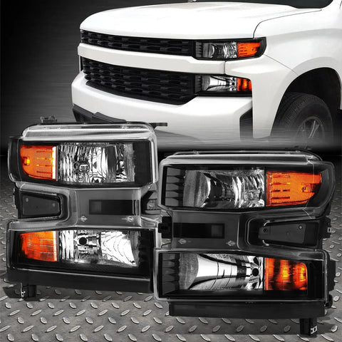 19-22 Chevy Silverado 1500 Oe Style Black Housing Amber Corner Headlights Speed Daddy