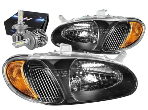 1998-2001 Sephia Oe Style Headlight Head Lamp W/Led Kit Slim Style Black DNA MOTORING