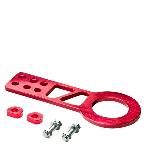 2.25"Anodized Brushed Red Billet Style Full Aluminum Front Racing Tow Hook Kit DNA MOTORING