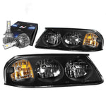 2000-2005 Chevy Impala Turn Signal Headlight Lamp W/Led Kit Slim Style Black DNA MOTORING