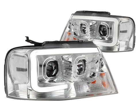 2004-2008 Ford F150 Mark Lt Led Drl Projector Headlight Lamps Chrome Housing DNA MOTORING