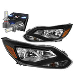 2012-2014 Ford Focus Mkiii Signal Headlight Lamps W/Led Kit+Cool Fan Black DNA MOTORING