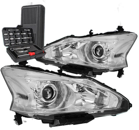 2013-2015 Nissan Altima Chrome Housing Clear Side Projector Headlight+Tools DNA MOTORING