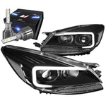 2013-2016 Escape Drl Tube Bar Projector Headlight W/Led Kit+Cool Fan Black DNA MOTORING