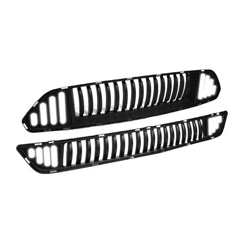 2015-2017 Mustang Black Vertical Fance Front Upper+Lower Grille W/Led Drl DNA MOTORING